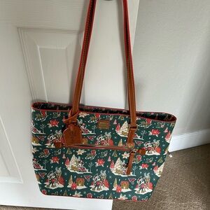 Dooney & Bourke Mickey and Minnie Mouse Festive Green Tote with Red Accents